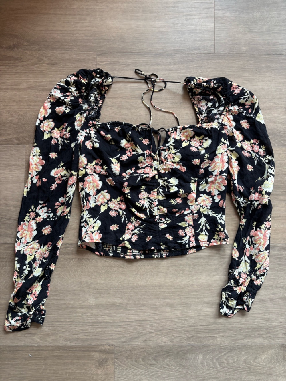 Free People Floral Tie Back Crop Top